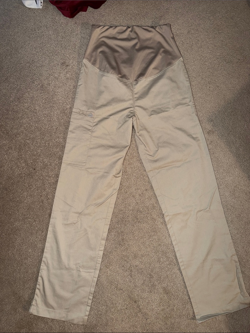 WonderWink Beige Maternity Boot-Cut Pants with Taupe Support Panel